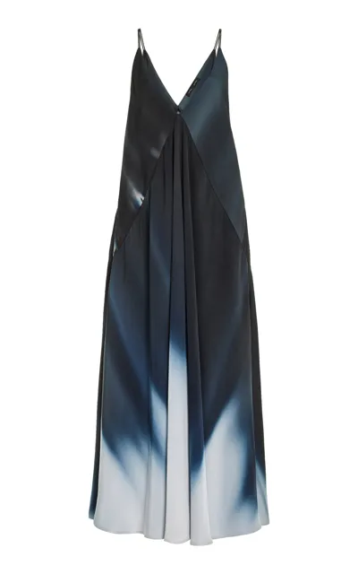 Proenza Schouler Torres Printed Gabardine Maxi Dress In Navy