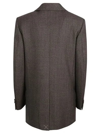 Bottega Veneta Double Breasted Tailored Jacket In Brown/white