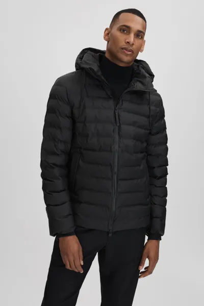 Rains Hooded Puffer Jacket In Black