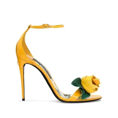 Dolce & Gabbana Patent Sandal In Yellow