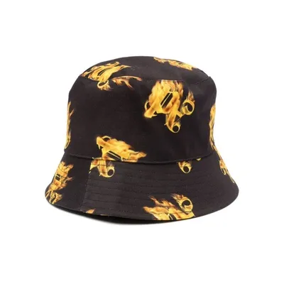 Palm Angels Burning Monogram Bucket Hat In Black