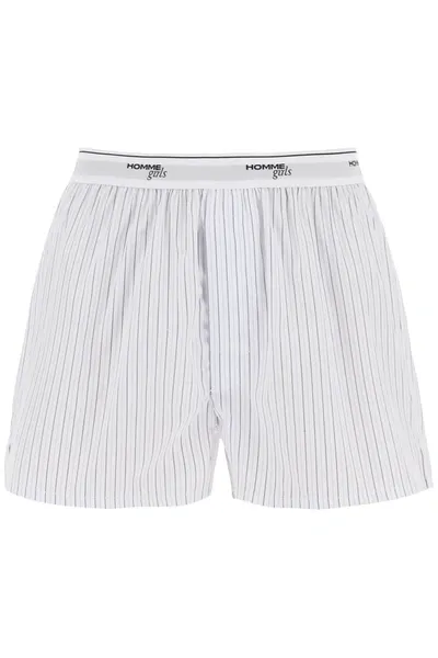 Homme Girls Cotton Boxer Shorts In White