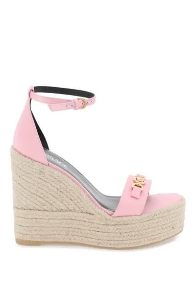 Versace 140mm Satin Wedges In Pink