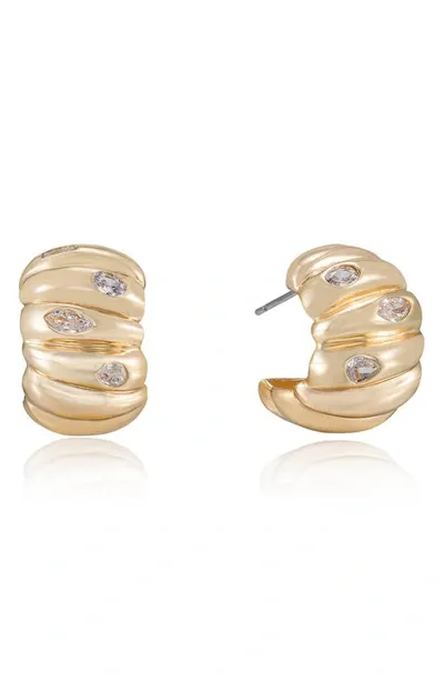 Ettika Bezel Curved Stud Earrings In Gold