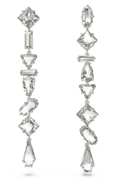 Swarovski Women's Mesmera Rhodium-plated & Crystal Linear Drop Earrings In Clear