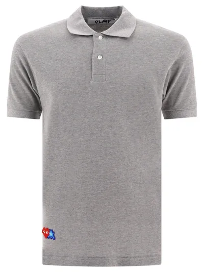 Comme Des Garçons Play Comme Des Garçons X Invader Polo Shirts In Grey