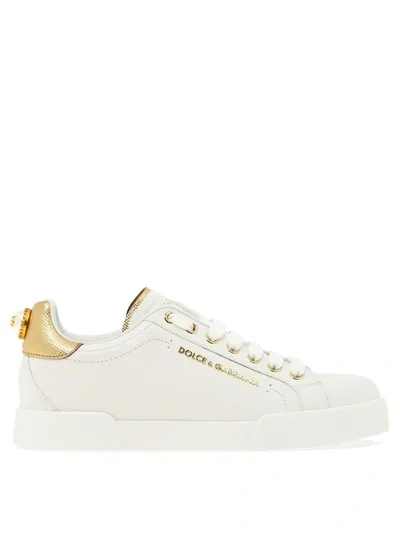 Dolce & Gabbana Portofino Sneakers In Gold