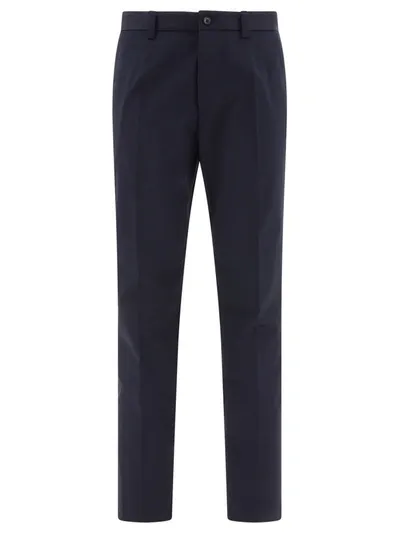 Dolce & Gabbana Logo Patch Tailored Trousers In Blue