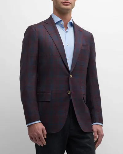 Isaia Men's Plaid Wool Sport Coat In Purple