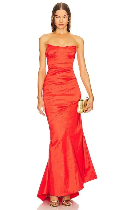 Michael Costello X Revolve Bette Gown In Red Orange