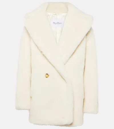 Max Mara Womens White Espero Double-breasted Wool-blend Coat