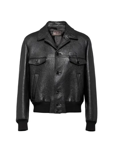 Prada Nappa Leather Jacket In Black