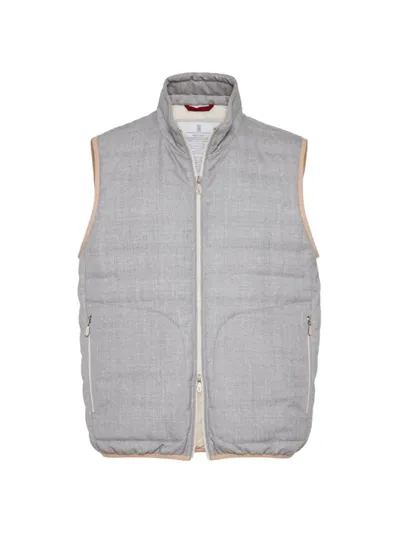 Brunello Cucinelli Down Vest In Pearl Grey