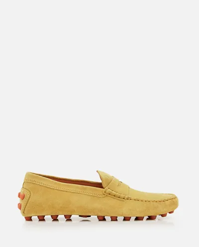 Tod's Gommino Suede Loafers In Yellow