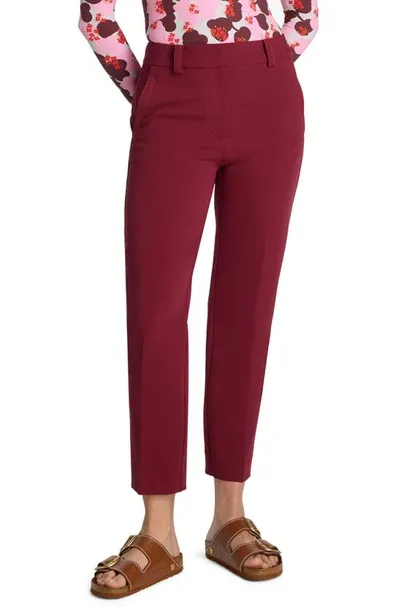 St John Mid-rise Straight-leg Ankle Italian Stretch Cady Pants In Raspberry