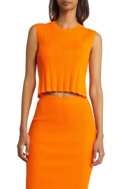 Frame Orange Cutout Tank Top In Bright Tangerine