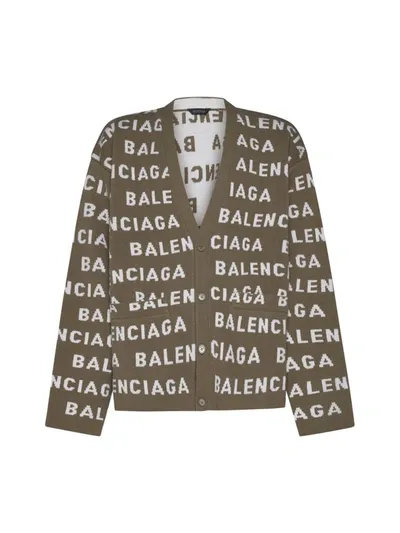 Balenciaga Sweaters In Dark Beige,white