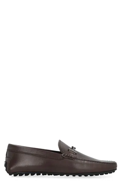 Tod's Leather Loafers In Brown