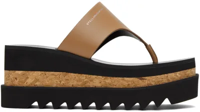 Stella Mccartney Tan Sneak-elyse Platform Thong Sandals In Brown