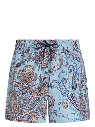 Etro Paisley-print Swim Shorts In Blue