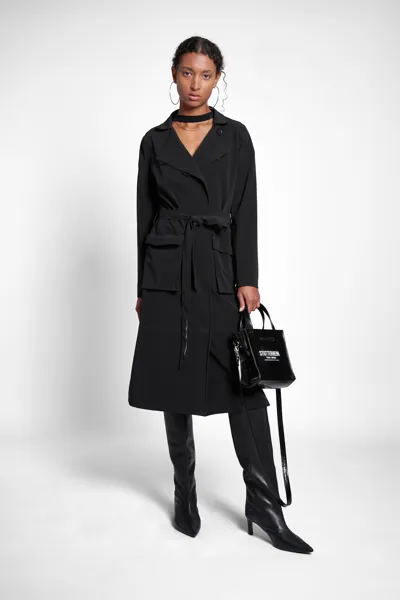 Stutterheim Kista Matte Trench Coat In Black