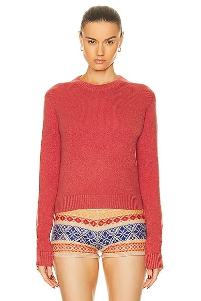 The Elder Statesman Simple Crew Sweater In Rosehip