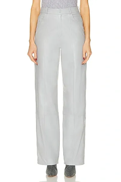 Zeynep Arcay High Waisted Loose Leather Pants In Grey Silence