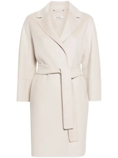 's Max Mara Messi Belted Virgin Wool Coat In Beige