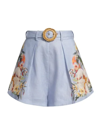 Off-white Zimmermann Shorts In Blue Palm