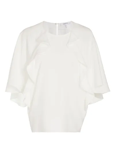 Frame Short-sleeve Ruffle Blouse In Cream