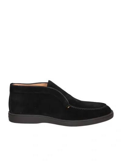 Santoni Tonal Sole Ankle Boots In Black