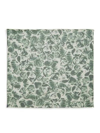 Burberry Women's Water Rose Silk Scarf In Green