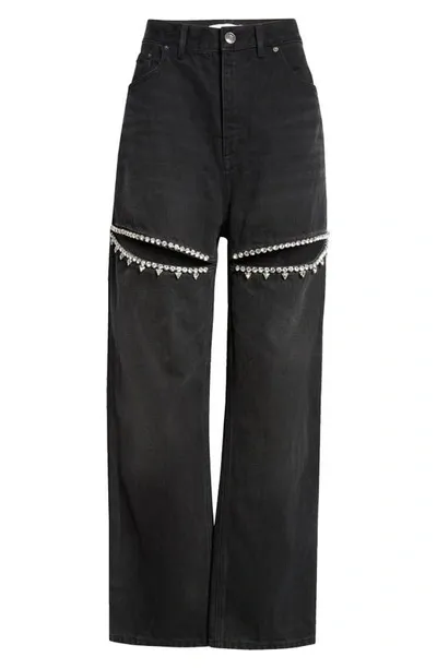 Area Crystal Slit Jeans Black 29