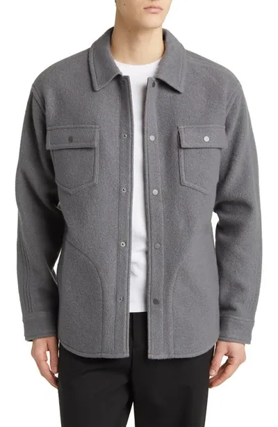 Reigning Champ Merino Wool Overshirt In Carbon