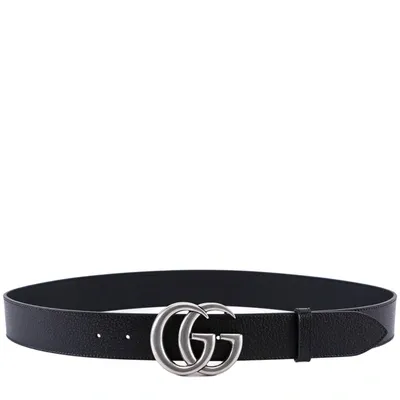 Gucci Leather Belt With Double G Buckle In Black