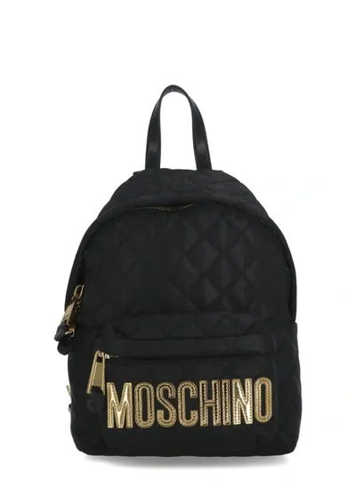 Moschino Mini Quilted Logo Backpack In Black