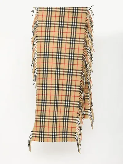 Burberry Check Cashmere Scarf In Beige