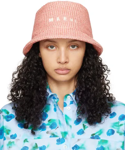 Marni Pink Embroidered Bucket Hat In 00c10 Quarz