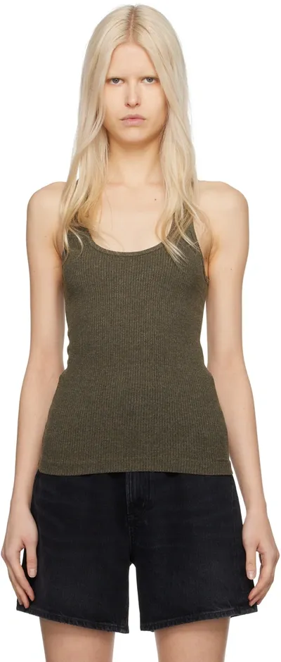 Agolde Green Bianca Tank Top In Crocodile