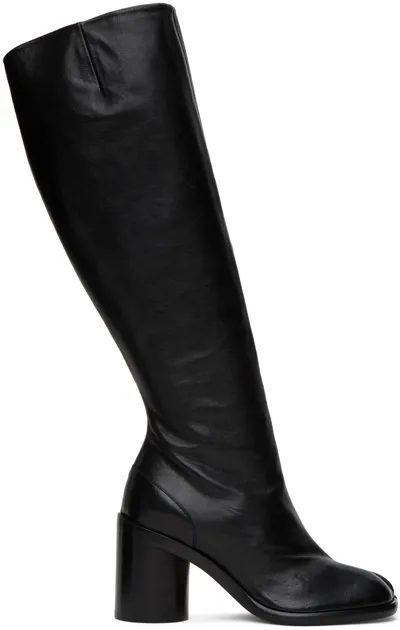 Maison Margiela Tabi Leather Knee-high Leather Boots In Black