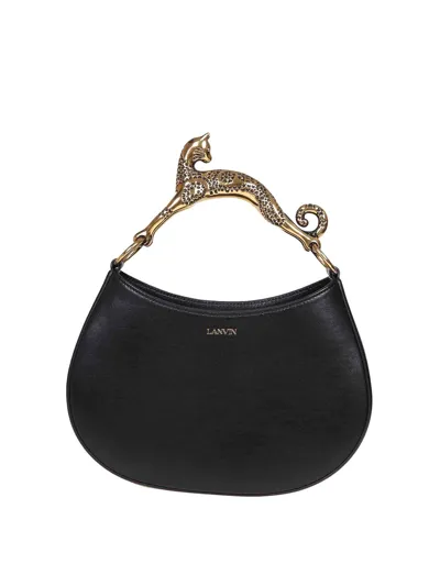 Lanvin Cat Hobo Bag In Black Leather