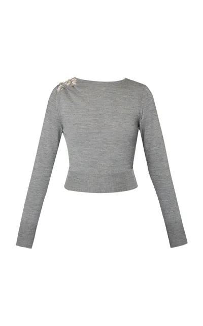 Erdem Wool Cut-out Knit Top In Grey