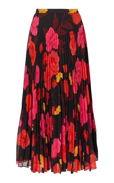 Erdem Pleated Midi Skirt In Black