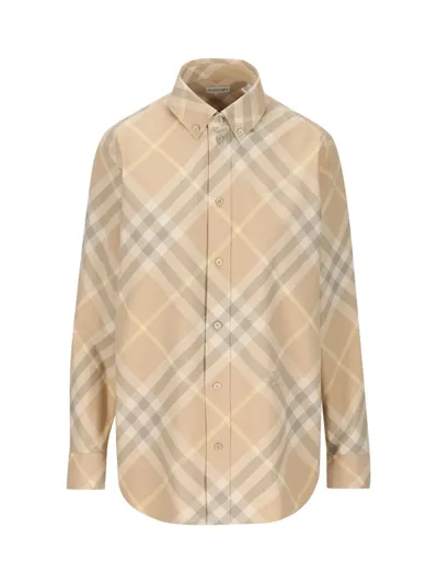 Burberry Long Sleeved Checked Shirt In Multicolor