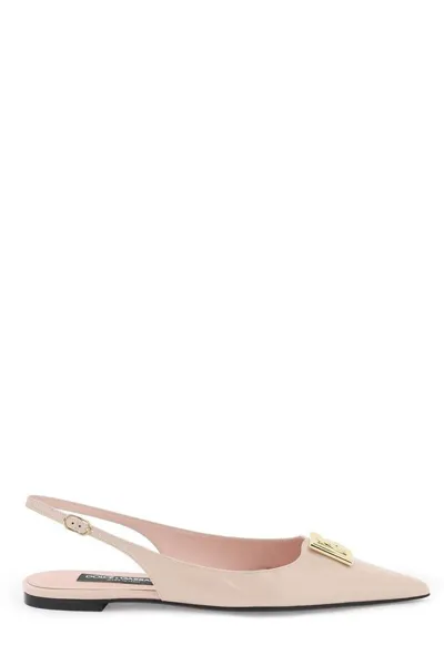 Dolce & Gabbana Dg Plaque Slingbacks In Pink