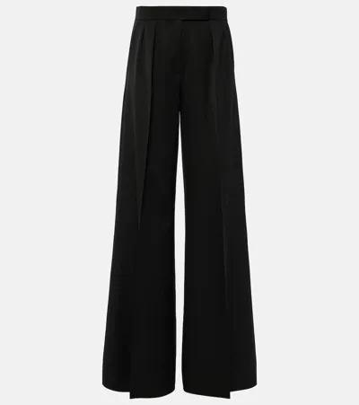 Max Mara Libbra High-rise Wool Wide-leg Pants In Schwarz