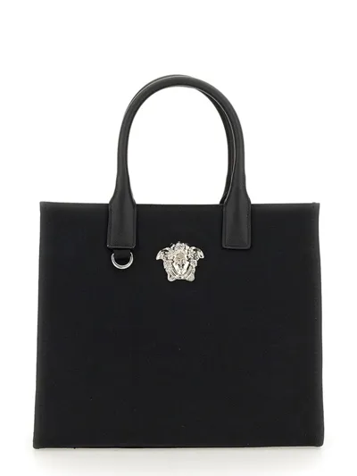 Versace Medusa Logo Embossed Tote Bag In Nero