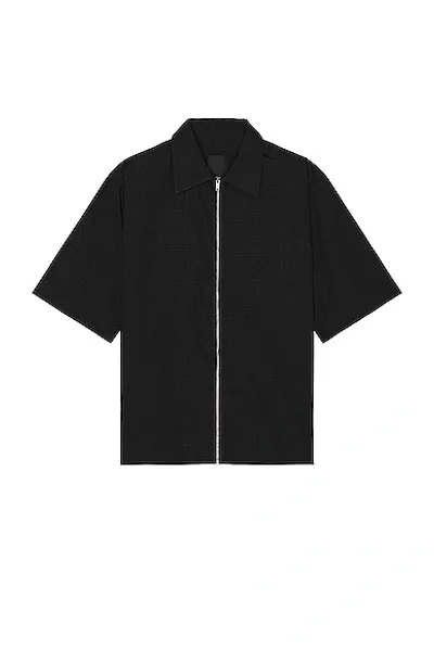 Givenchy Boxy Fit Zipped Short Sleeve Shirt In Black