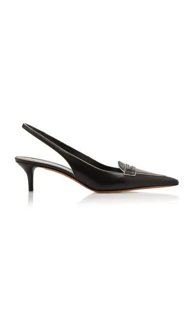 Valentino Garavani 2001 Loafer Slingback Leather Pumps In Black