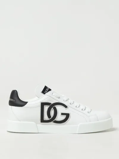 Dolce & Gabbana Portofino Sneakers In Leather In White